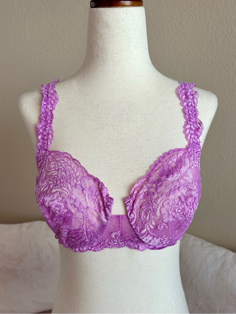 Malizia by La Perla Bra Underwire Sheer Purple Lace US 36C Made Italy Delicate